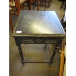 SMALL SQUARE CARVED OCCASSIONAL TABLE WIDTH APPROX 45CM