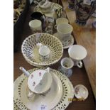 GROUP OF MIXED CHINA WARES INCLUDING LACE BOWLS ETC