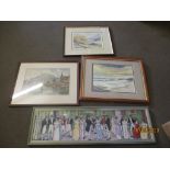 NEEDLE WORK PICTURE TOGETHER WITH A QTY OF ASSORTED FRAMED PRINTS/WATERCOLOURS