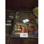 SILVER PLATED PHOTO FRAME TOGETHER WITH MINIATURE CASES ETC