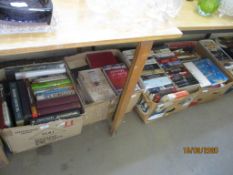 FOUR BOXES OF HARDBACK AND PAPERBACK BOOKS MAINLY FICTION