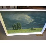 FRAMED PRINT DEPICTING THE HARVEST WIDTH APPROX 80CM TOGETHER WITH A FURTHER SIMILAR PRINT DEPICTING