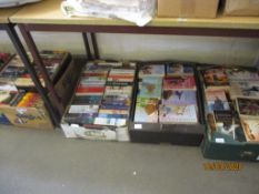 THREE TRAYS OF MIXED PAPERBACK BOOKS MAINLY FICTION ETC