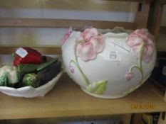 FLORAL BOWL TOGETHER WITH A CERAMIC FRUIT BOWL