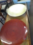 TWO LARGE DECORATIVE BOWLS WIDTH APPROX 68CM