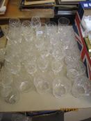 QTY CUT GLASS TUMBLERS, SHERRY GLASSES ETC