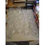 QTY CUT GLASS TUMBLERS, SHERRY GLASSES ETC