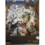 BOX CONTAINING LARGE QTY OF CERAMIC MINIATURE SHOE ORNAMENTS
