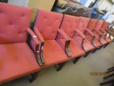 SET OF SEVEN BUTTON BACK UPHOLSTERED ARMCHAIRS