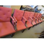 SET OF SEVEN BUTTON BACK UPHOLSTERED ARMCHAIRS