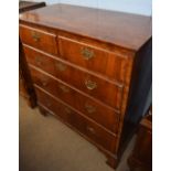 Early 18th century style walnut chest cross banded top over two short and three full width graduated