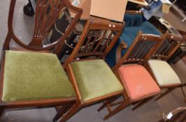 Mahogany Hepplewhite style dining chair and three further bar back dining chairs (4)
