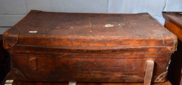 Vintage leather travelling trunk 86cm wide