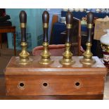 Mahogany cased set of four mounted beer pump handles (engines missing ) Gaskell & Chambers of London