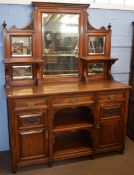 Late 19th century mahogany mirror back sideboard, base with drawers and shelving 1.52m wide