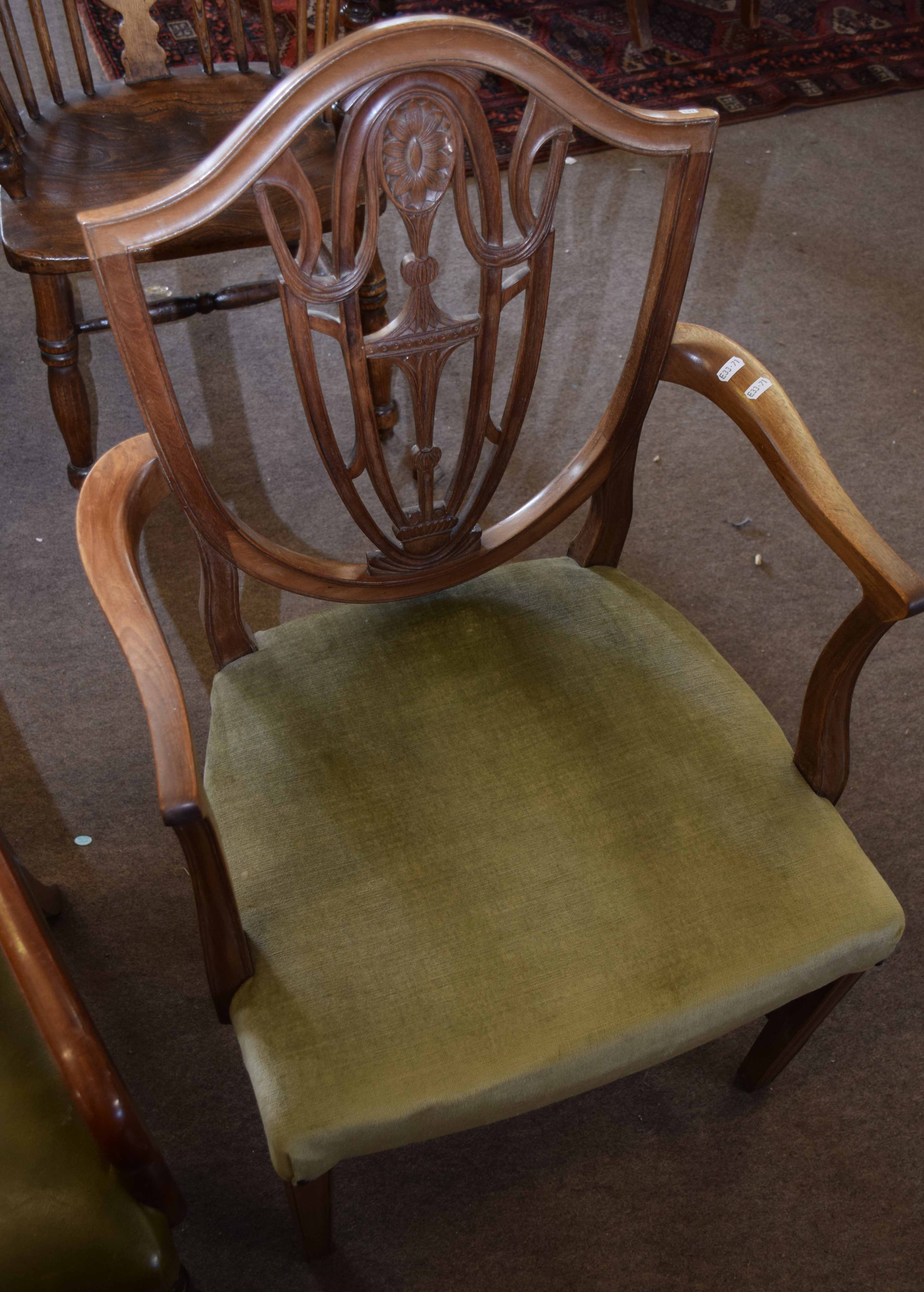 Mahogany Hepplewhite style carver chair