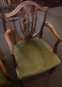 Mahogany Hepplewhite style carver chair