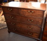 Mahogany chest of two short and three full width drawers on bracket feet 118cm wide