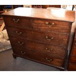 Mahogany chest of two short and three full width drawers on bracket feet 118cm wide