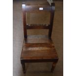 19th century solid seat oak side chair