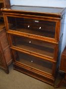 Globe-Wernicke three section glass fronted book case on plinth base 86cm wide