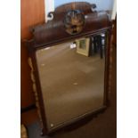 Mahogany Chippendale style wall mirror with parcel gilded crest and mount 1.06m high