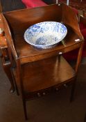 Late 18th/early 19th century mahogany two tier wash stand, tray top fitted with two frieze drawers