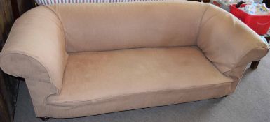 Mahogany framed chesterfield sofa with loose covers, baluster supports 2m wide