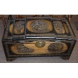 Late 20th century camphor wood carved chest 90cm wide