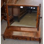 19th century mahogany toilet mirror with three drawer base 70cm wide