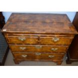 Late 18th century and later figured walnut and cross banded chest of two short over two long full