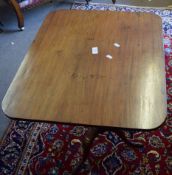 19th century mahogany pedestal table with rectangular top, baluster support and tripod base 66cm