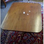 19th century mahogany pedestal table with rectangular top, baluster support and tripod base 66cm