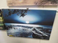 'Moonlit River Lake' Photographic Print on Canvas, Size: 66 cm H x 101.6 cm W, RRP £38.99