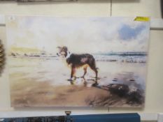 'Border Collie Dog at the Beach' Painting on Wrapped Canvas, Size: 91.4 cm H x 61 cm W, RRP £56.99