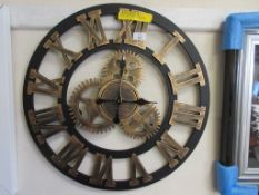 Robin 60cm Wall Clock, Colour: Gold, RRP £29.99