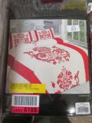 Hiroko Luxury Duvet Cover Set, Size: Double - 2 Pillowcases, Colour: Red, RRP £27.28