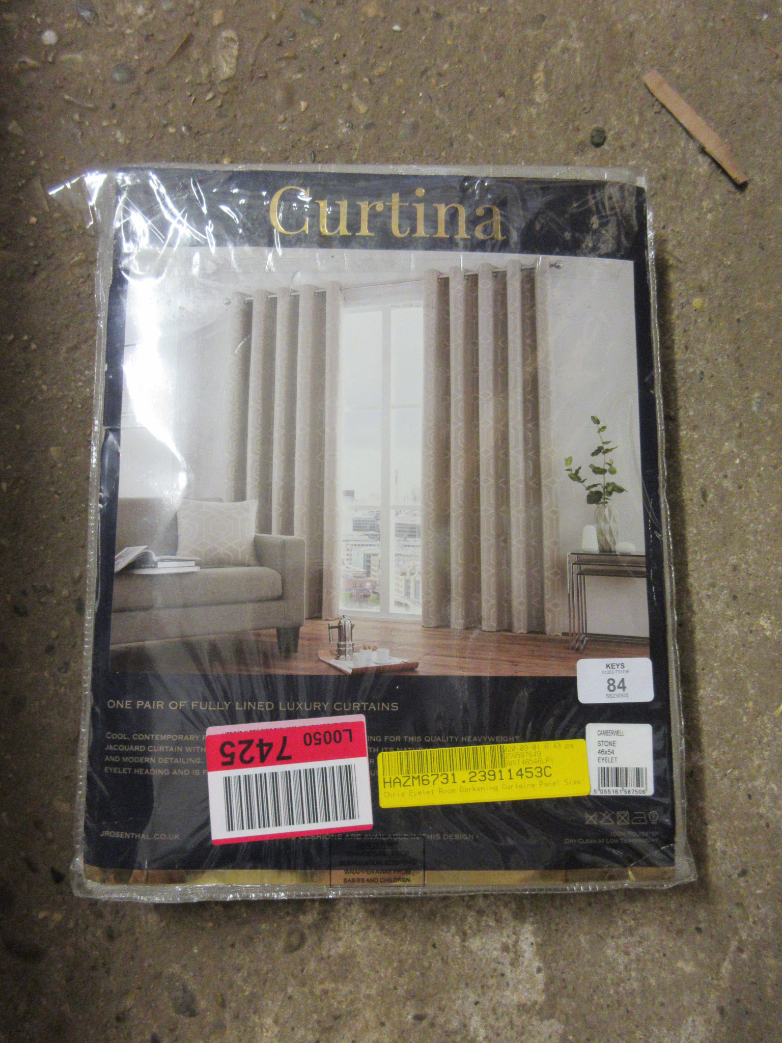 Chriz Eyelet Room Darkening Curtains, Panel Size: 117 W x 137 D cm, Colour: Stone, RRP £32.99