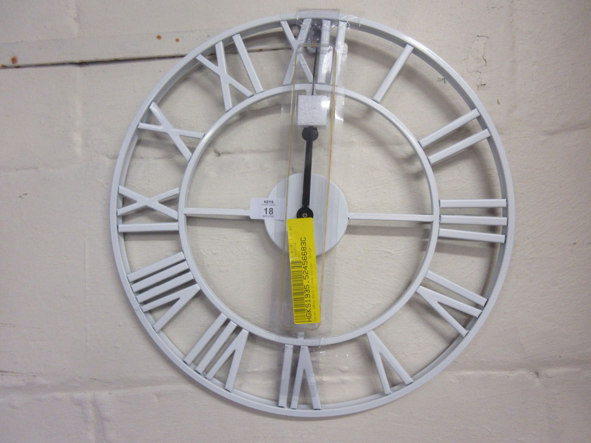 Caren 40cm Wall Clock, Colour: White, RRP £29.99