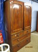 19TH CENTURY MAHOGANY LINEN PRESS (A/F), 191CM HIGH