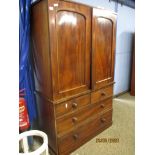 19TH CENTURY MAHOGANY LINEN PRESS (A/F), 191CM HIGH