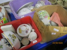 THREE BOXES OF VARIOUS CHINA INCLUDING ROYAL WORCESTER WITH A FRUIT DESIGN