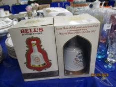 TWO BELLS SCOTCH WHISKY FLASKS, ONE TO COMMEMORATE THE BIRTH OF PRINCE WILLIAM