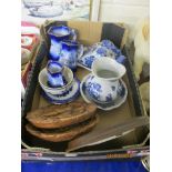 BOX OF CHINA WARES INCLUDING JUGS, PLATE BY WEDGWOOD “END OF THE DAY”