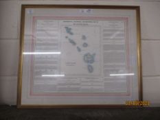 FRAMED MAP GEOGRAPHICAL STATISTICAL AND HISTORICAL MAP OF THE LEEWARD ISLANDS , TOTAL WIDTH