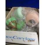 BOX OF LACE WARES AND KNITTING YARNS