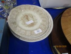 GROUP OF VICTORIAN POTTERY DECORATED IN BROWN PRINT MARKED “IMPROVED STONE CHINA”