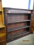 STAINED WOOD BOOKCASE, 131CM WIDE