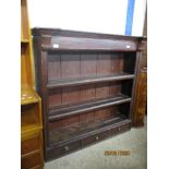 STAINED WOOD BOOKCASE, 131CM WIDE