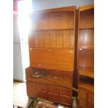 LATE 20TH CENTURY TEAK SIDE CABINET WITH CENTRAL MIRROR BACKED COMPARTMENT, 102CM WIDE